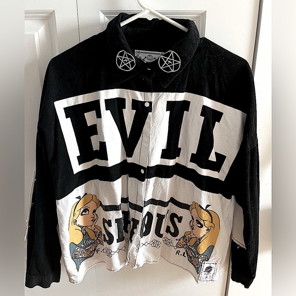 Gothic Alice in wonderland button up corduroy top - Picture 1 of 1